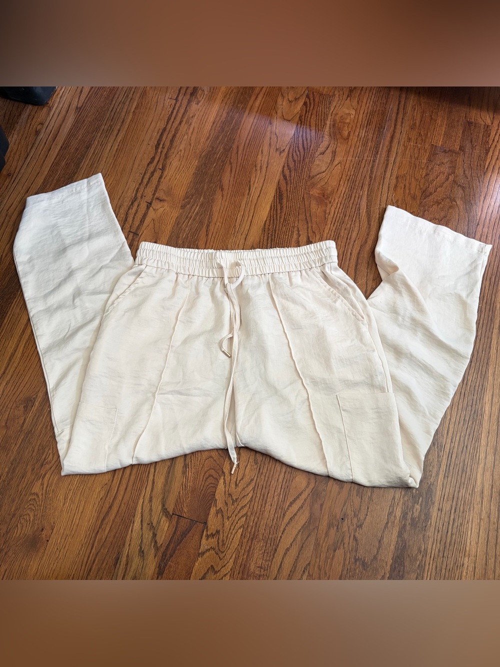 *Skies Are Blue Cream Lightweight Drawstring Pants